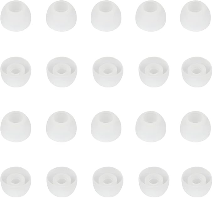 10 Pairs Silicone Medium Replacement Ear Tips - Eartips for In-Ear Headphones - Rubber Tips Earbud Covers - Earbud Cap (White)
