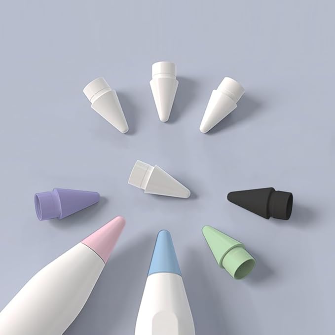 12 PCS Tips for Apple Pencil tip, Apple Pen Tips Compatible with iPad Pencil Tip Nib with Cover Case for Apple Pencil Pro/USB-C/ 1st Gen/ 2nd Generation iPencil(White,Black,Pink,Blue,Purple,Green)