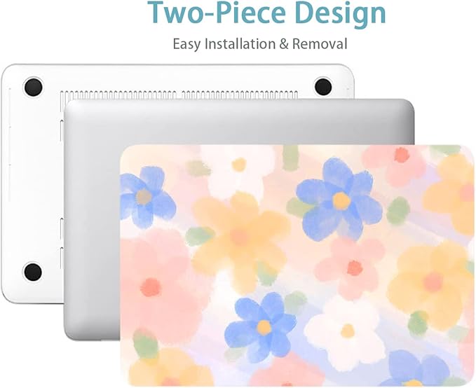 LanBaiLan Compatible for MacBook Pro 13 inch with Touch Bar 2022 2021 2020 2019 2018 2017 2016 Release M1 M2 A2338 A2289 A2251 A2159 A1989 A1706 A1708 Protective Case & Keyboard Cover, Paint Flower