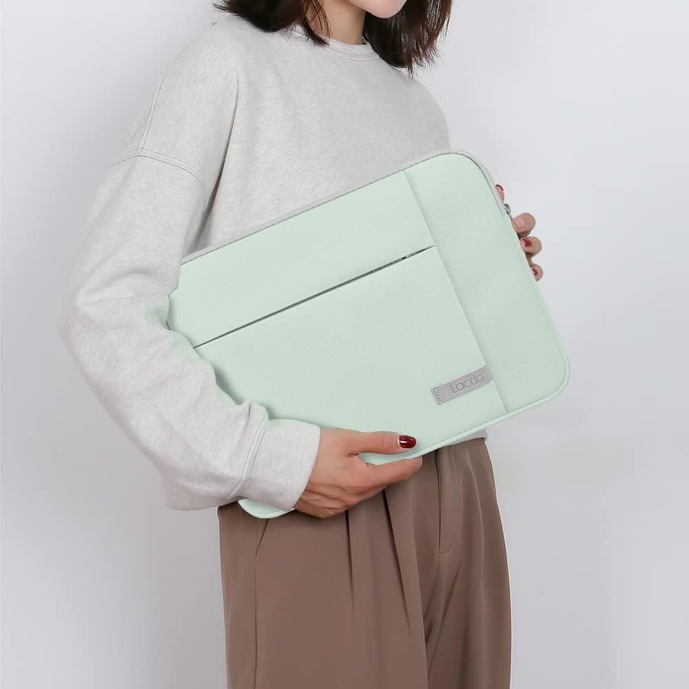 Lacdo Laptop Sleeve Case for 15 inch New MacBook Air M4 A3241 2025, M3 A3114, M2 A2941 2024-2023, 15 inch MacBook Pro A1990 A1707, Dell XPS 15 Plus Computer Case Bag with Accessory Pocket, Green