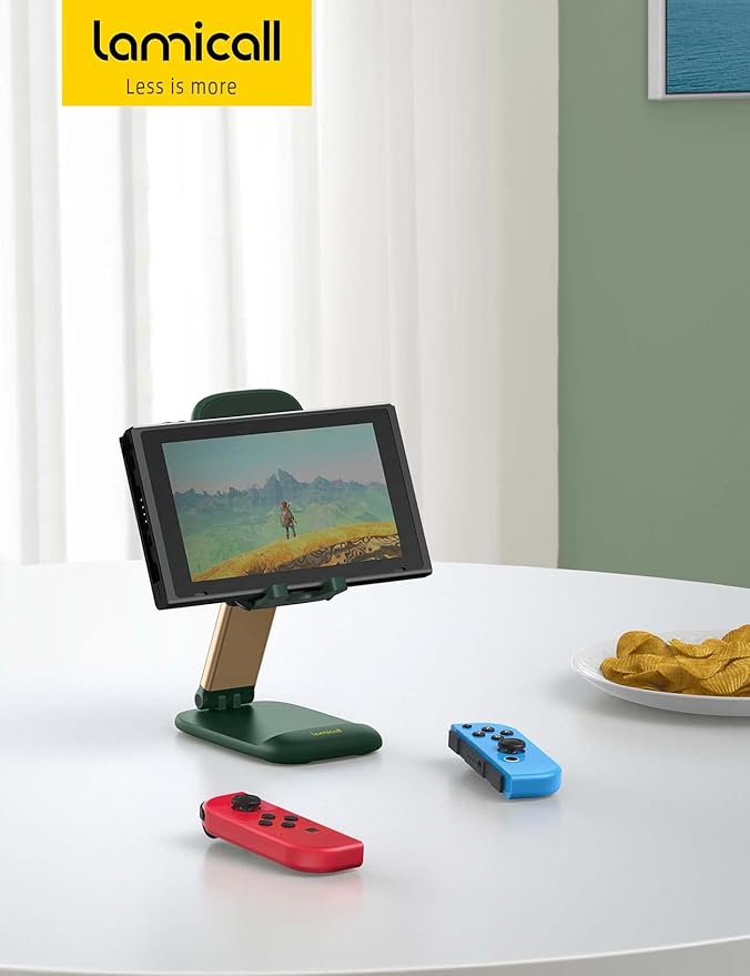 Lamicall Adjustable Phone Stand for Desk - Foldable Phone Holder Cradle Dock for iPhone 16 15 14 Pro Max Plus, 13 12 Pro Max Mini, 11 Pro, Xs, XR, X, 8, 6s, Samsung S23, 4"-8" Mobile Phones - Green