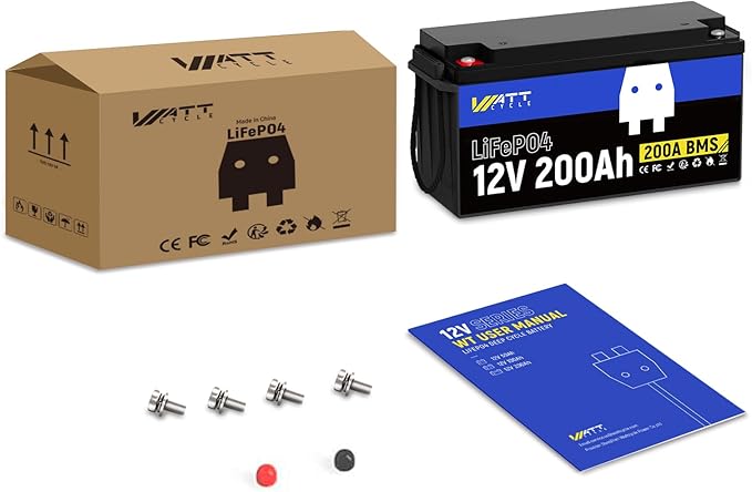 12.8V 200Ah LiFePO4 Lithium Battery 1 Pack - 15000+ Cycle Life, Integrated 200A BMS, Extreme Temperature Resilience - Perfect for RV, Camping, and Home Energy Storage.