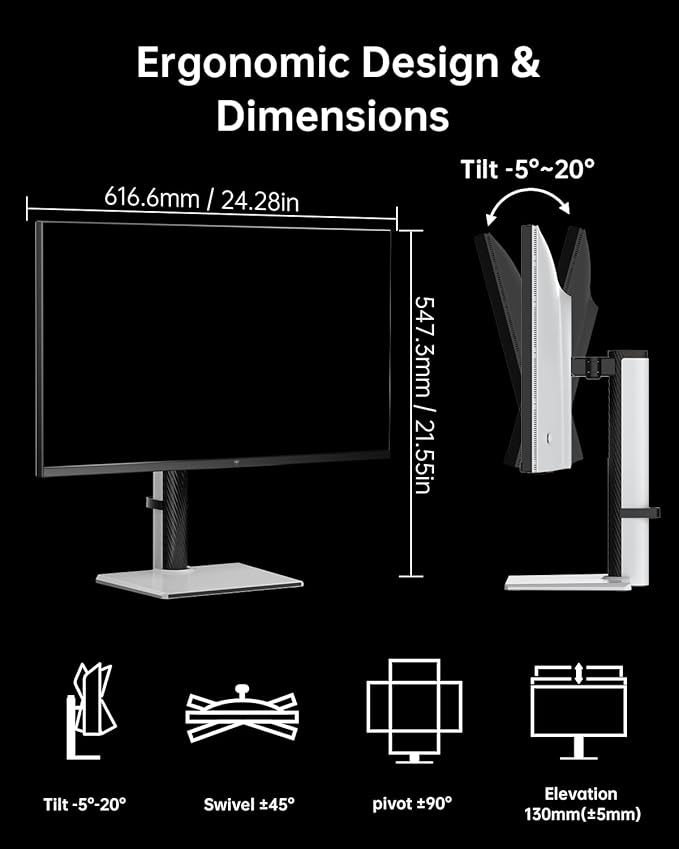 KTC 27 Inch Dual Mode Mini LED Monitor - 4K UHD at 160Hz & 1080P FHD 320Hz Gaming Monitor, 65W Type-C Port, HDR1400 Fast IPS Panel, Adaptive-Sync, HDMI 2.1 & DP 1.4, Height Adjustment, VESA Wall Mount