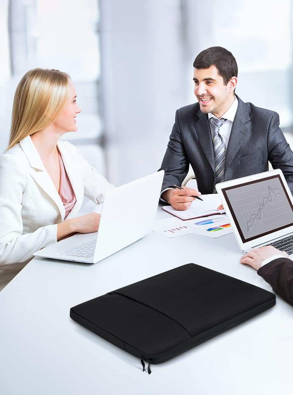 Laptop Case Sleeve 16 inch, Computer Carrying Cover 15.6 inch with Front Pocket, Durable Shockproof Protective Traveling Briefcase Handbags Laptop Sleeve Bag for Notebook, Tablet (Black)