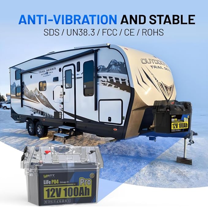 12V 100Ah LiFePO4 Lithium Battery, BCI Group 31,Deep Cycle Up to 15000 Cycles, 100A BMS, Low Temperature Protection, 10 Years Lifespan, Perfect for RV/Home Energy Storage 3 Packs