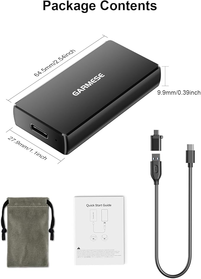 120GB Portable SSD Up to 350MB/s USB 3.2 Gen 1 External SSD with Dustproof/High Temperature Resistance Type-C External Solid State Drive Reliable Storage