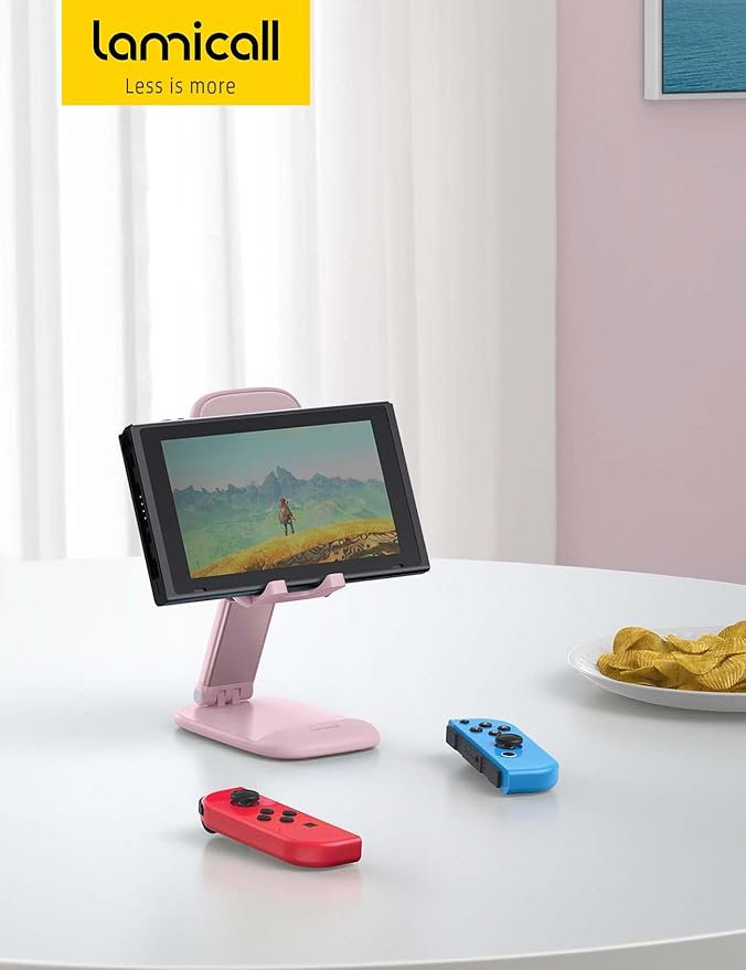 Lamicall Pink Phone Holder, Desk Accessories - Rose Gold Pink Office Cell Phone Holder, Desktop, Office Desks Accessories, Desk Decor for Women, for iPhone, 4-8'' Phone