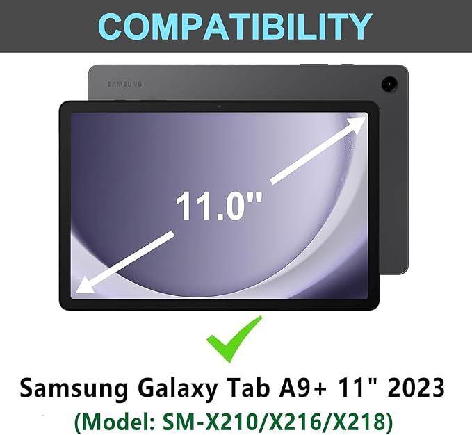 Keyboard Case for Samsung Galaxy Tab A9 Plus 5G 11 inch 2023 (SM-X210/X216/X218), Magnetic Detachable Wireless Keyboard Bluetooth, Smart Folio Cover with S Pen Holder for Galaxy Tab A9+ 11“(Black)