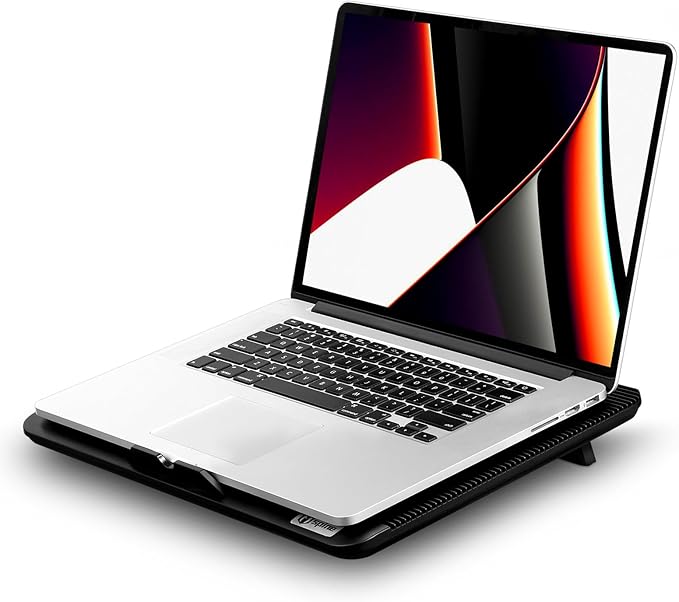 Laptop Cooling Pad, Mspine Laptop Cooler with 3 Blue Silent Fans, Ergonomic USB Powered Laptop Stand with Dual USB 2.0 Ports, Height-Adjustable Notebook Cooler for Notebook Under 17"- Black