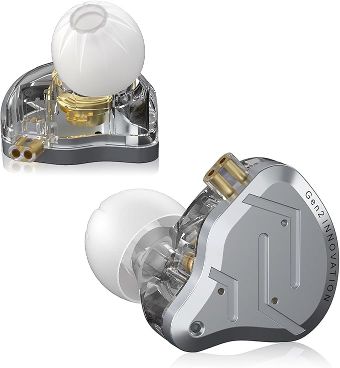 KZ ZSN Pro 2 in-Ear Monitors Headphones Metal Earphones 1BA+1DD Hybrid Technology HiFi Bass Clear Sound IEMs Noise Cancellation Earbuds Wired for Musicians Singer Audiophile(Silver,No Mic)