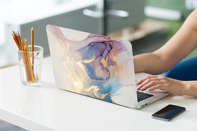 LanBaiLan Compatible for MacBook Pro 13 inch with Touch Bar 2020 2019 2018 2017 2016 Release M1 A2338 A2289 A2251 A2159 A1989 A1706 A1708, Laptop Hardshell Case and Keyboard Cover, Colorful Marble