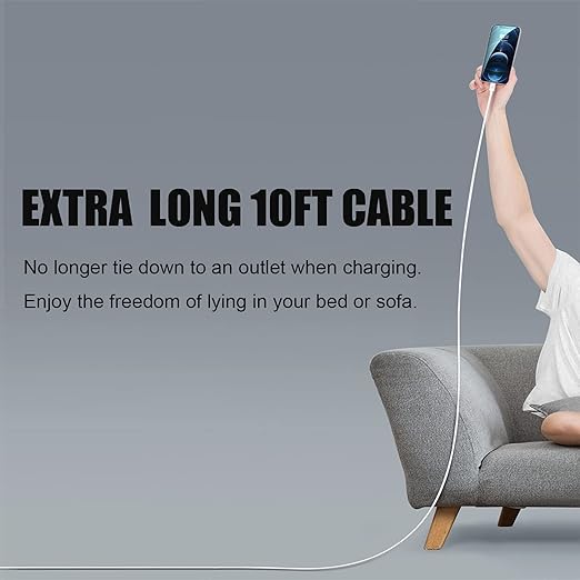 10FT iPhone 16 15 Charger,2Pack Dual Port 20W Fast Charging Block iPad Charger Plug Power Adapter 10Foot USB to USB C Cable Cord for iPhone 16/16 Pro Max/16 Plus/15/15 Plus/15 Pro/iPad Mini6/iPad Air5