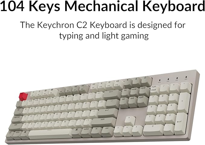 Keychron C2 Full Size Wired Mechanical Keyboard Compatible with Mac, Keychron Brown Switch, 104 Keys ABS Retro Color Keycaps Gaming Keyboard for Windows, USB-C Type-C Braid Cable