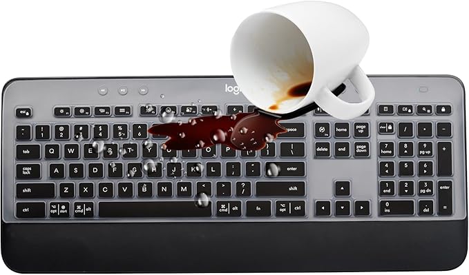 Keyboard Cover Skin for Logitech MK545 MK540 Wireless Keyboard, Logitech MK545 Keyboard Protector, Logitech MK540 Ultra Thin Desktop PC Silicone Clear Keyboard Skin Protector-Black