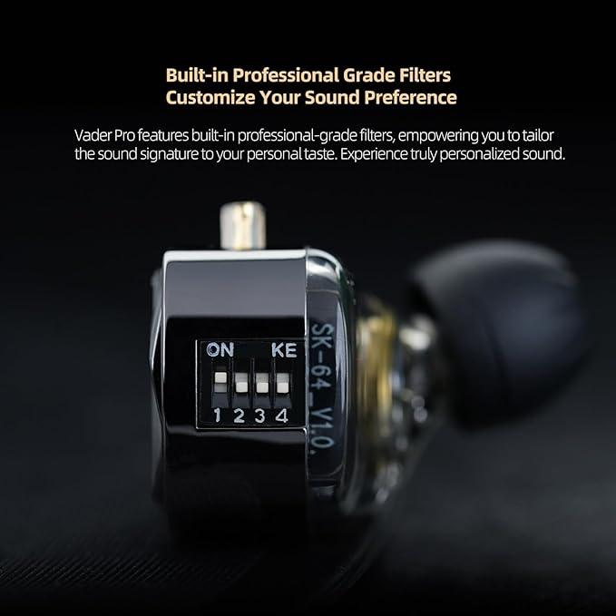 KZ Vader Pro in-Ear Monitors Gaming Earbuds, Triple Dynamic Driver IEM with 4 Tuning Switches, Clarity in All Frequency Stereo Sound Comfortable Noise Isolating Earphones for Stage and Studio (Nomic)