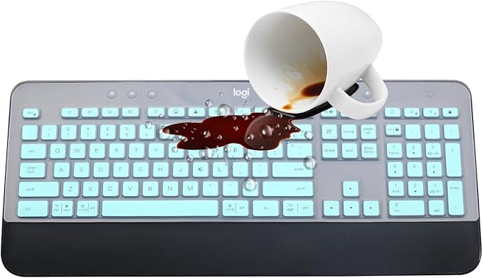 Keyboard Cover Skin for Logitech MK545 MK540 Wireless Keyboard, Logitech MK545 Keyboard Protector, Logitech MK540 Ultra Thin Desktop PC Silicone Clear Keyboard Skin Protector-Hotblue