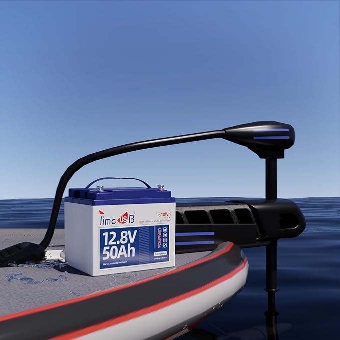 12V 50Ah TM LiFePO4 Battery with Low-temp Protection, 15000+ Cycles Battery with Grade A Cells, Built-in 50A BMS, Deep Cycle Lithium Battery Perfect for Trolling Motor, Kayak, RV,Camping