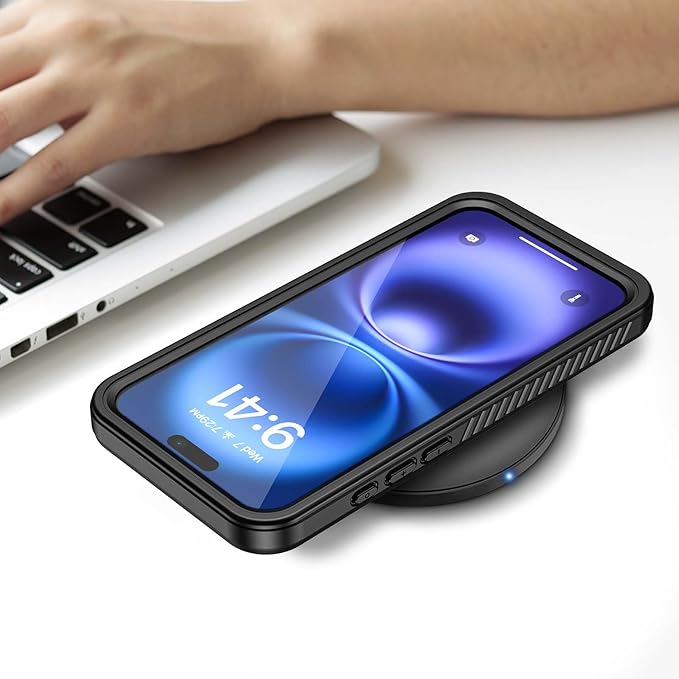 Lanhiem for iPhone 16 Case, IP68 Waterproof Dustproof Shockproof Cases with Built-in Screen Protector, 360 Full Body Protective Heavy Duty Rugged Phone Cover for iPhone 16-6.1 inch (Black/Clear)