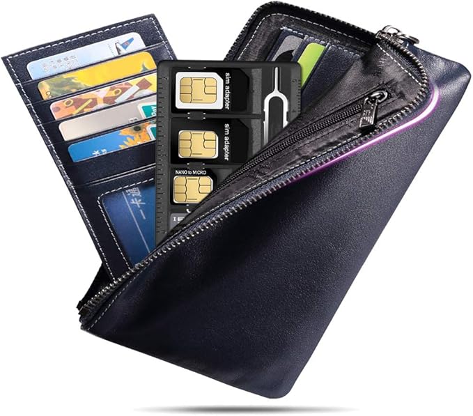 1 Pack SIM Card Holders with Tray Opener Pins, Card Storage Tool Set for Standard Micro Nano Micro-SD Memory Cards, with 3 Card Adapters and 1 Eject Pins - Black