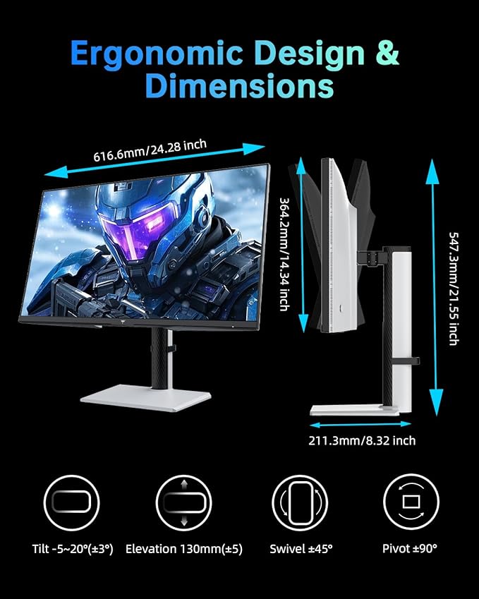 KTC 27 Inch Mini LED Gaming Monitor - 1440P Monitor 2K, HDR1400, 180Hz, Adaptive Sync, 148% sRGB, HDMI 2.0 x 2, DisplayPort 1.4 x 1, Monitors Gamer with Height Angles Adjustable
