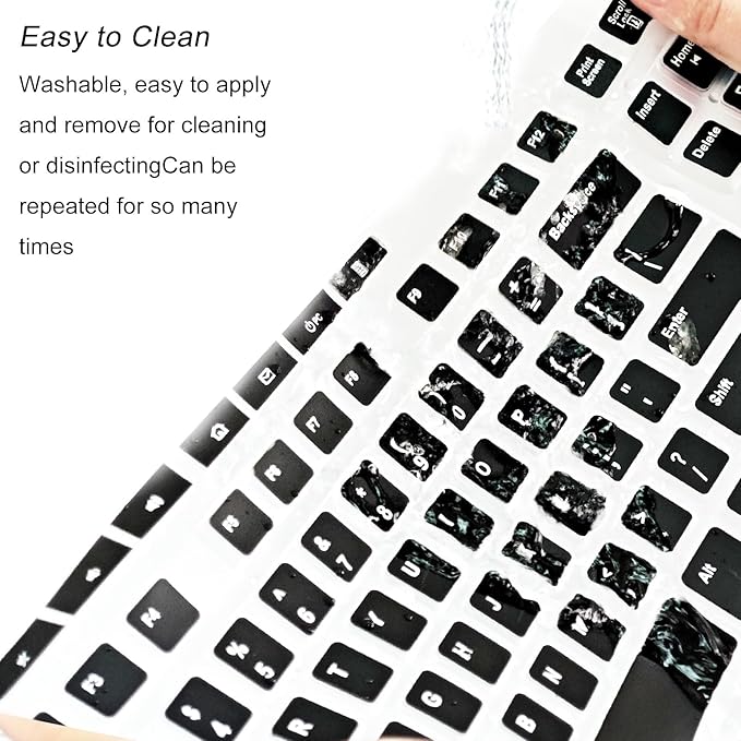 Keyboard Cover Silicone for Logitech K200 K260 K270, Keyboard Cover for Logitech K200 K260 K270 Ergonomic Wireless Keyboards, MK200 MK260 Keyboard Skin Waterproof Dustproof (Black)