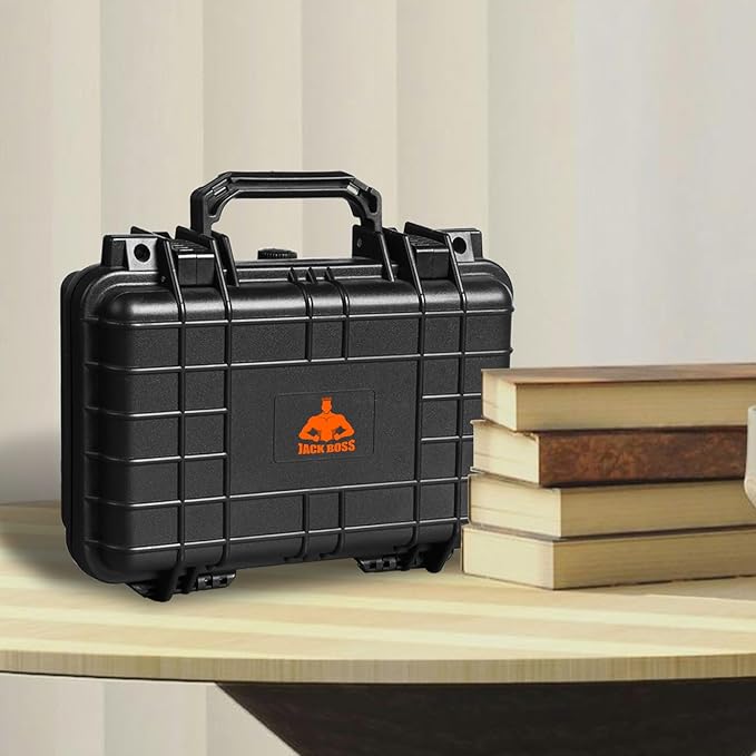 11.3x 7x 2.3 Inch Hard Case, Portable Weather Waterproof Protective Camera Case with Customizable Foam, Fit Use of Drones, Camera, Equipments, Black