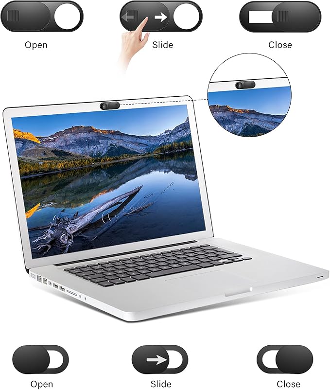 Laptop Camera Cover Slide, 12 Pack Webcam Cover, Phone Camera Cover, Ultra-Thin Computer Slide - Fits Most Laptop, Desktop, PC, Tablet, Smartphone to Protect Your Privacy and Security