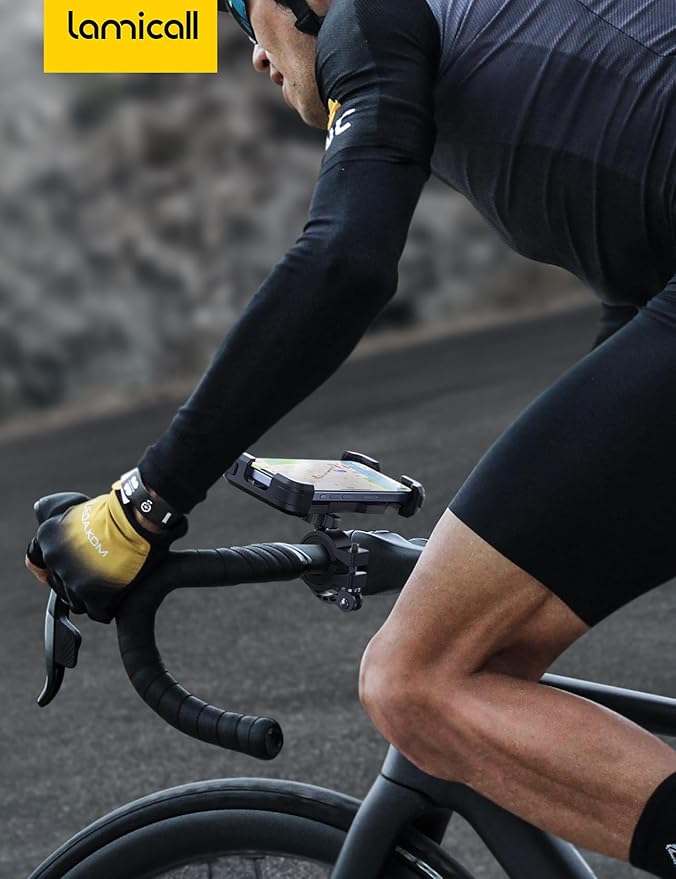 Lamicall Bike Phone Mount Holder - Motorcycle Phone Mount, Adjustable Cell Phone Holder, Bicycle Scooter Handlebar Cradle Clip for iPhone 16 Pro Max/Plus, iPhone 15 Plus, iPhone 14 and 4.7-6.8" Phone