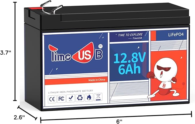 12V 6Ah LiFePO4 Lithium Battery, Deep 2000+ Rechargeable Cycle, Low Self-Discharge and Light Weight, Perfect for Kid Camper, Lights and Solar System Application