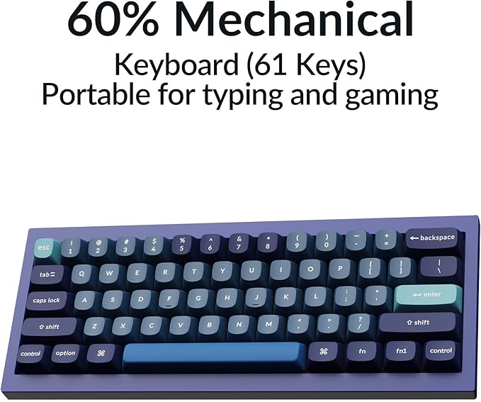 Keychron Q4 Wired Custom Mechanical Keyboard, 60% Layout QMK/VIA Programmable Macro with Hot-swappable Gateron G Pro Blue Switch Double Gasket Compatible with Mac Windows Linux(Navy Blue)