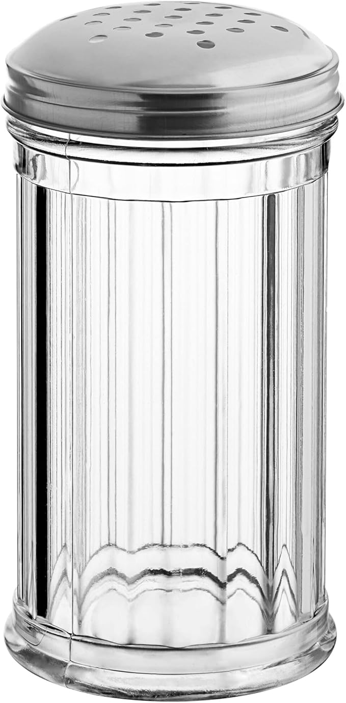 12 Oz Parmesan Cheese Shaker/salt and pepper shakers with Stainless Steel Lid, Clear Plastic seasoning shaker, sugar/spice dispenser, large salt and pepper shakers (360 ml) by GEEX DEPOT (12, 12 Oz)