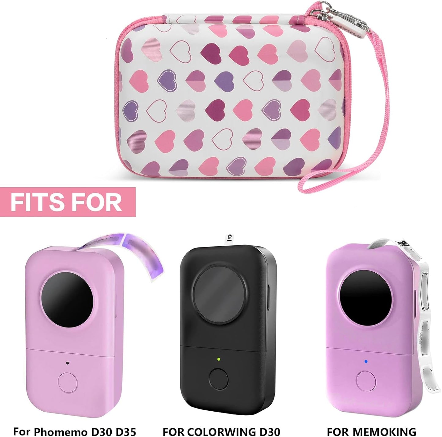 Labels Printer Case Compatible with COLORWING D30 Bluetooth Wireless Portable Labeling Printer Also for Phomemo D30 D35 for Memoking Mini Thermal Printing Sticker Storage Holder