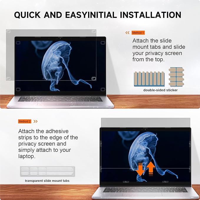 Laptop Privacy Screen 13.3 Inch 16:10 Aspect Ratio - Compatible with Lenovo Hp Dell Acer Asus Thinkpad Envy Xps, Anti Blue Light Glare Filter, Removable Laptop Screen Privacy Shield 13.3 in, Anti-Scratch Screen Protector