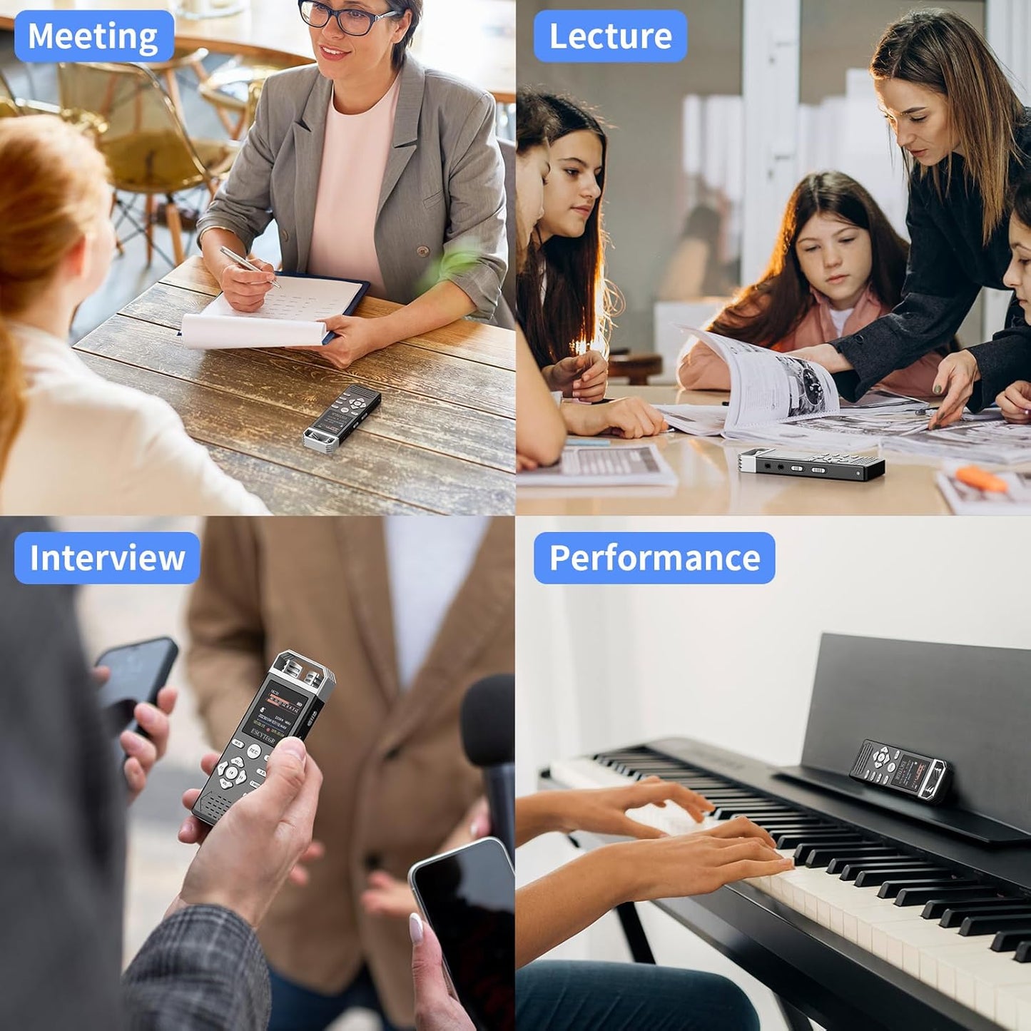 144GB Digital Voice Activated Recorder 1536KBPS Audio Voice Recorder with Playback Recording Device Dictaphone Sound Tape Recorder with Password Protection for Lectures,Meetings