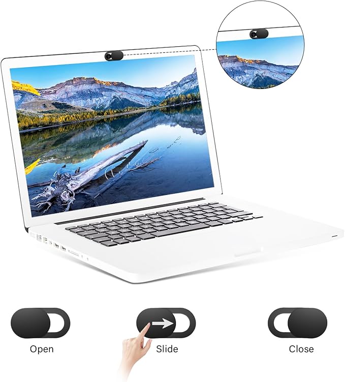 Laptop Camera Cover Slide, Camera Cover Slide, 8 Pack Ultra Thin Webcam Cover Slide for Laptop, Tablet, Desktop, PC, Smartphone, Protect Your Privacy and Security(Black)