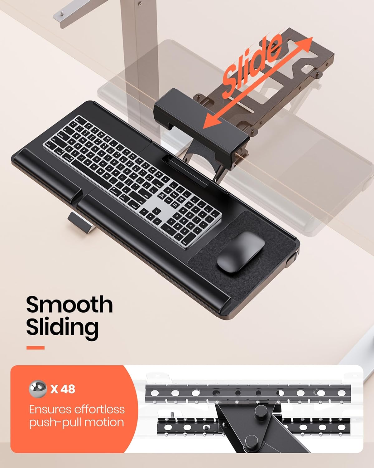 Klearlook Upgraded Ergonomic Keyboard Tray Under Desk, Adjustable Sliding Keyboard Platform Holder, Keyboard Stand with Wrist Rest & Storage Drawer for Home, Office and Gaming, 24.4"x10"