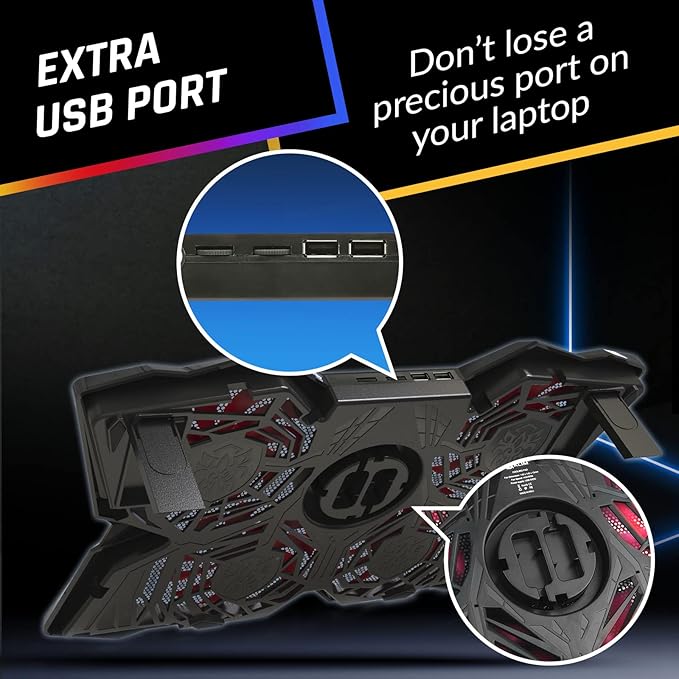 KLIM Wind Laptop Cooling Pad - More Than 500,000 Units Sold - New - Powerful Rapid Action Laptop Cooler - Laptop Stand with 4 Cooling Fans - 2 USB Ports - PC Mac PS5 PS4 Xbox One - Cobra Red