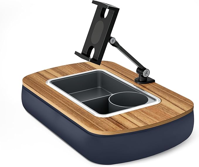 Lap Beanbag Tablet Pillow Stand,Adjustable iPad Holder with Snack Bowl,360° Rotating Clip for 4.7-13" Kindle,Phone,Tablet.Ideal for Hands-Free Reading and Relaxation on Bed,Couch,Recliner,Gray