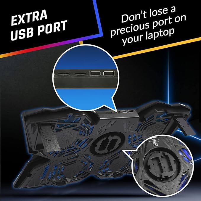 KLIM Wind Laptop Cooling Pad - More Than 500,000 Units Sold - New Version - Powerful Rapid Action Laptop Cooler - Laptop Stand with 4 Cooling Fans - 2 USB Ports - PC Mac PS5 PS4 Xbox One - Diamond