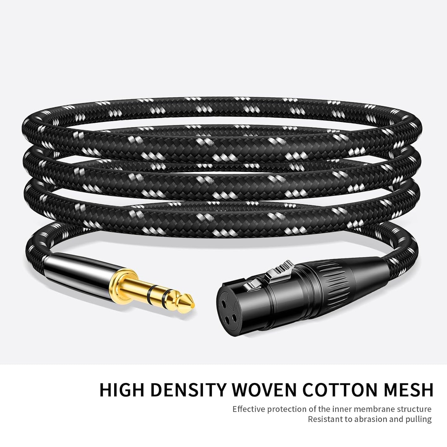 Kumiho XLR Female to 1/4 Inch 6.35mm TRS Stereo Cable Hi-Fi Balanced Bi-Shielded Interconnect Patch Cables for Microphones, Amplifiers, Mixers, Speakers 15FT