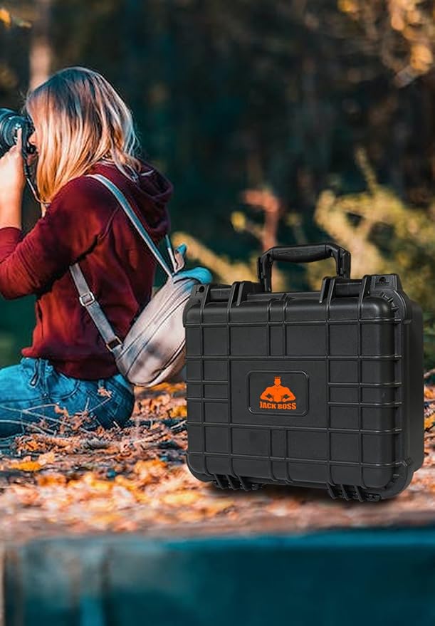 14x 11.5x 6.5 Inch Hard Case, Portable Weather Waterproof Protective Camera Case with Customizable Foam, Fit Use of Drones, Camera, Equipments, Black,upgraded