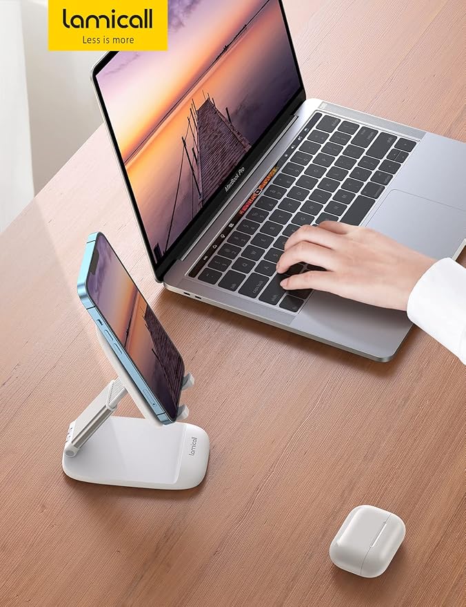 Lamicall for Mother Mom, White Phone Stand, Birthday Gifts for Father Teens Girls Boys Desk Accessories for iPhone Holder