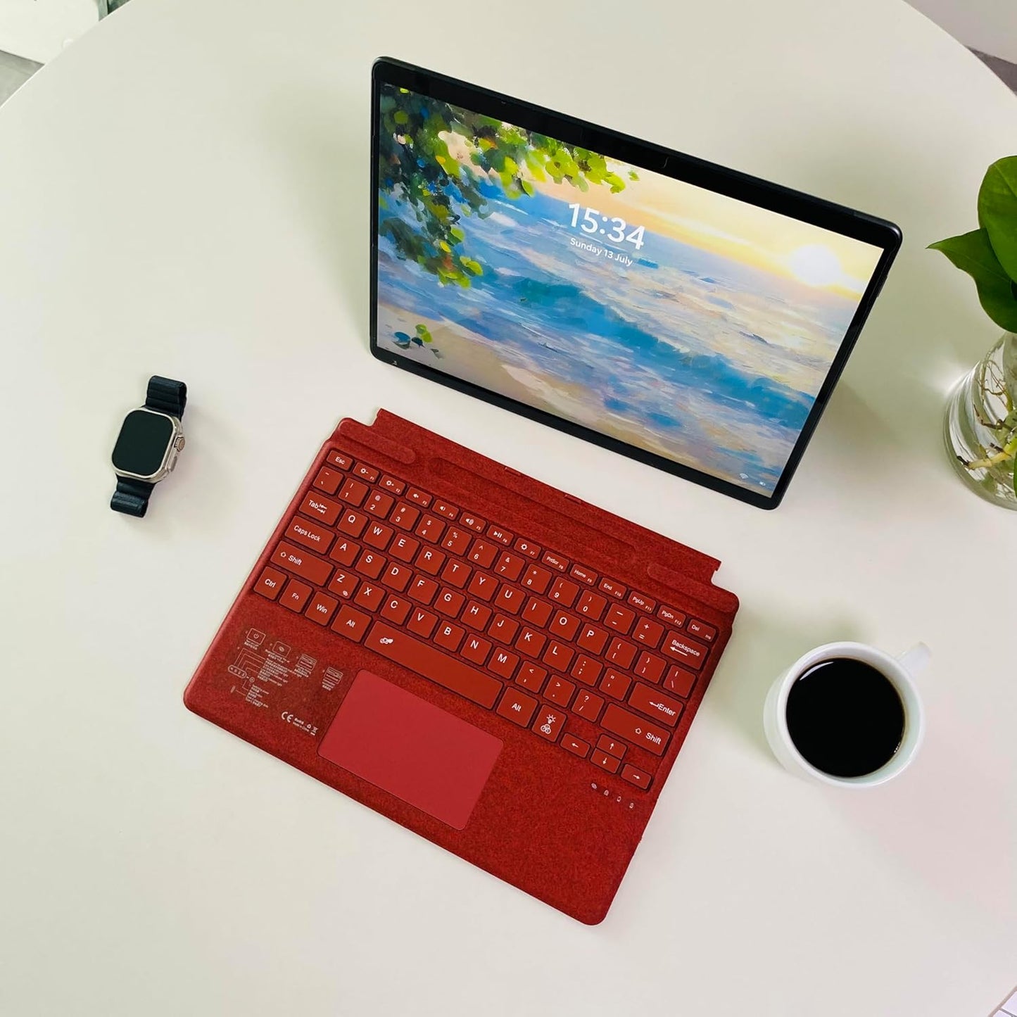 Keyboard for Microsoft Surface Pro Copilot+ (11th Edition) / Pro 11 / Pro 10 / Pro 9 / Pro 8 / Pro X, 13 inch, Detachable Type Cover with Touchpad, 7-Color Backlit & Pen Holder (Poppy Red)