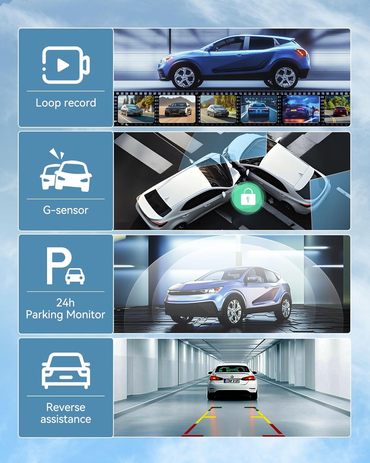 12'' Rearview Mirror Camera with CarPlay&Andorid Auto,4K Mirror Dash Cam Front and Rear Backup Camera with Reverse Assist/Loop Record/G Sensor/Voice Control&Split Touch Screen,64GB Card Included