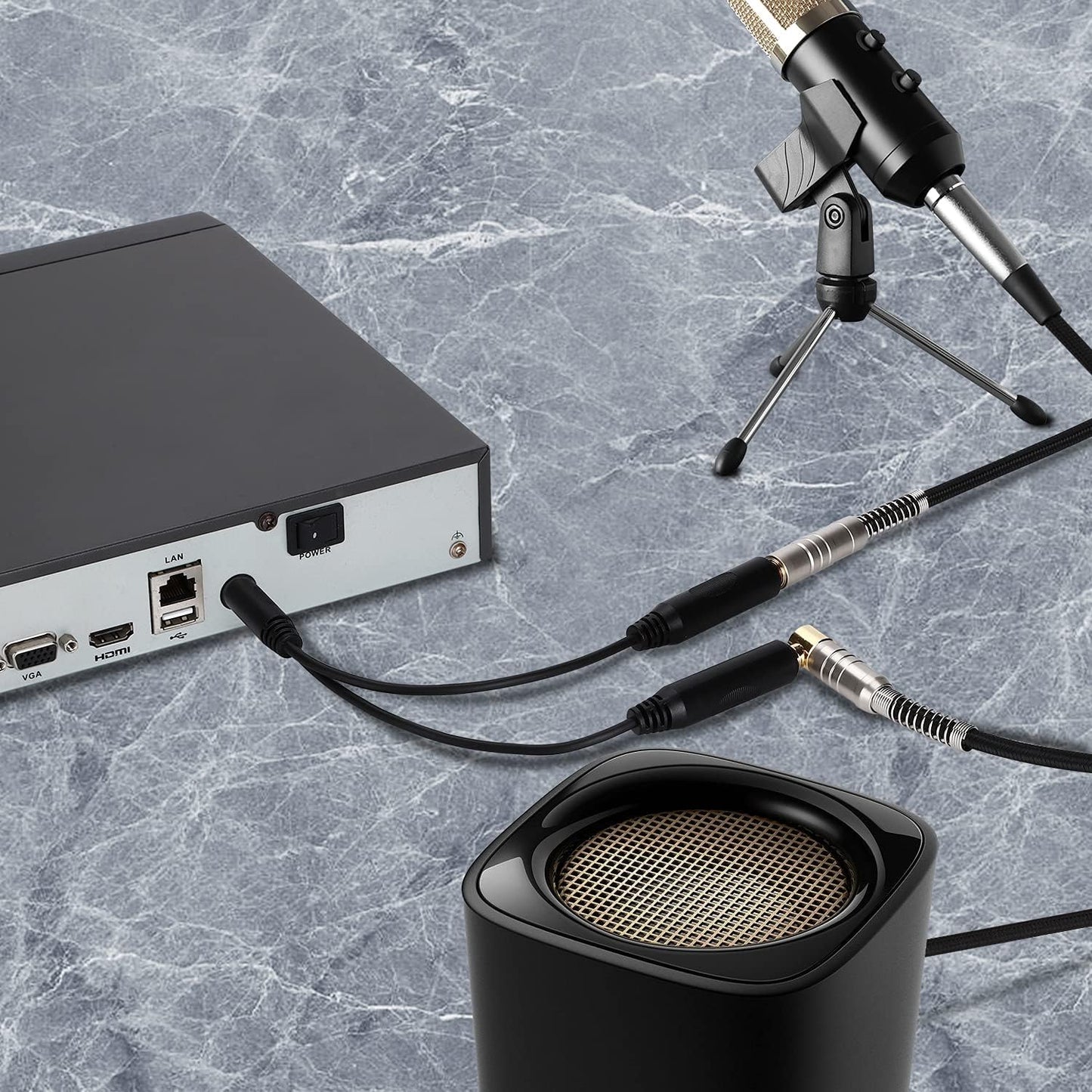 1/4 Splitter Cable, 1/4 Inch (6.35mm) TRS Male to Dual 1/4 Inch TRS Female Stereo Jack Adapter, Quarter inch TRS Headphone Splitter Cable - 8 inches/20cm