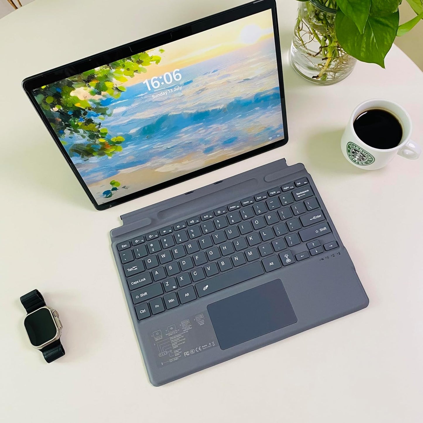 Keyboard for Microsoft Surface Pro Copilot+ (11th Edition) / Pro 11 / Pro 10 / Pro 9 / Pro 8 / Pro X, 13 inch, Detachable Type Cover with Touchpad, 7-Color Backlit & Pen Holder(Grey)