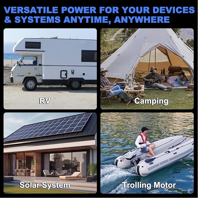 12V 100Ah Trolling Motor Bluetooth LiFePO4 Battery, 120A BMS Rechargeable BCI Group 31 Lithium Battery with Low-Temp Protection, Up to 15000 Cycles Perfect for Trolling Motor, RV, Solar