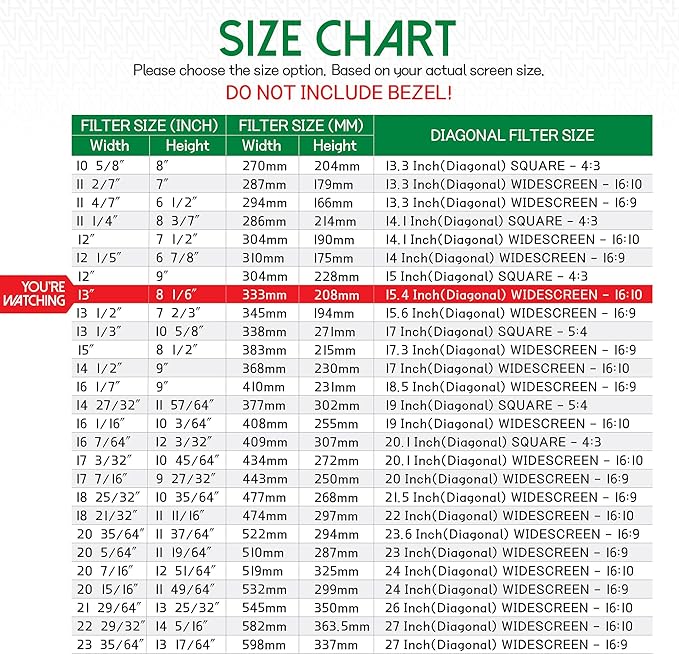 15.4 Inch Laptop Privacy Screen Shield for 16:10 Wide Display - Anti Glare Computer Privacy Screen Cover | Blue Light Blocking Screen Protector | Scratch Resistant UV Filter | Attachment Type