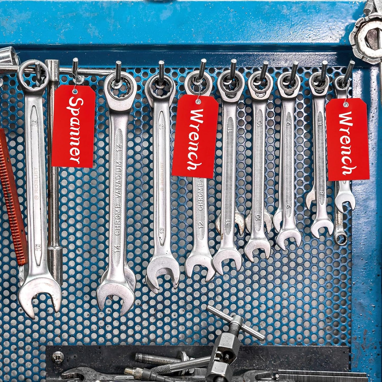 100 Plastic Shipping Tags - Red, 6 1/4" x 3 1/8", Waterproof, Durable, Reinforcement Hole, Stacking Labels for Equipment Parts