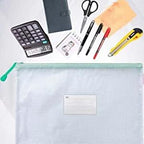 Oaimyy-24 Pcs Plastic Mesh Zipper Pouch Document Folders Bag Zip File Folders for School Office Supplies, Travel,Puzzles Games Organizing Storage-Black (MultiSize)